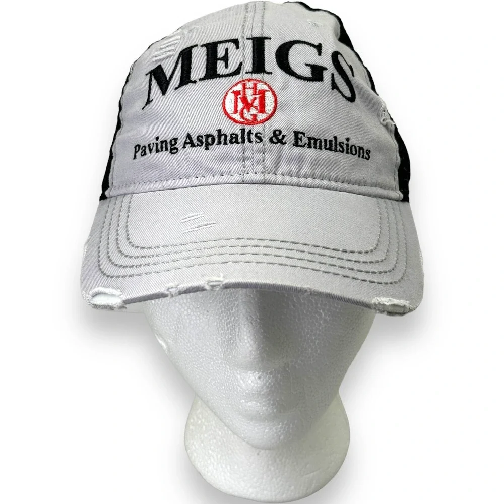 Meigs Paving Asphalts & Emulsions Hat Gray Black Mesh Trucker Cap Adjustable
